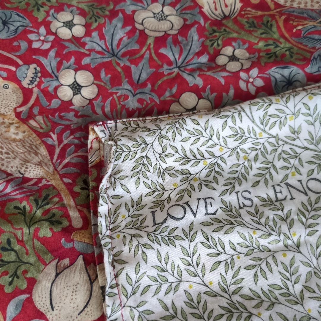 大特価！ウイリアム・モリス【いちご泥棒】起毛掛けカバーと枕カバーセット