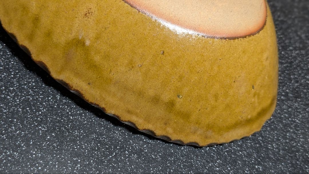 十場天伸 初期作品 スリップウエア 楕円形深皿 つくも窯