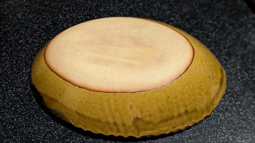 十場天伸 初期作品 スリップウエア 楕円形深皿 つくも窯