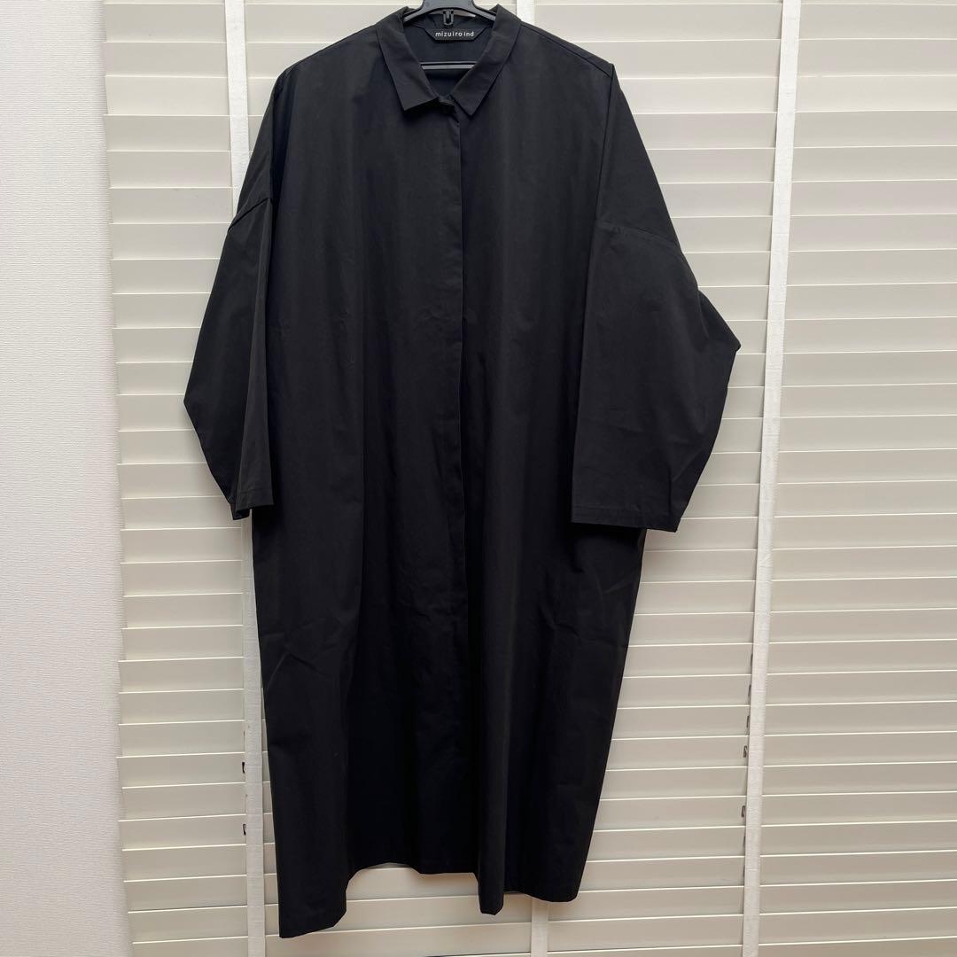mizuiro ind シャツライクコート ブラック　ミズイロインド 春秋コート