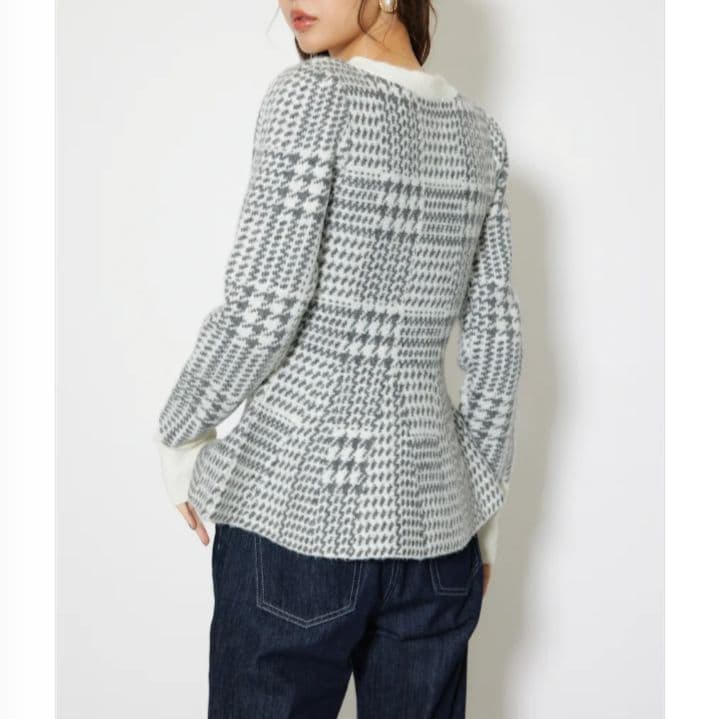 タグ付き★2WAYペプラムジャガードニットカーディガントップス