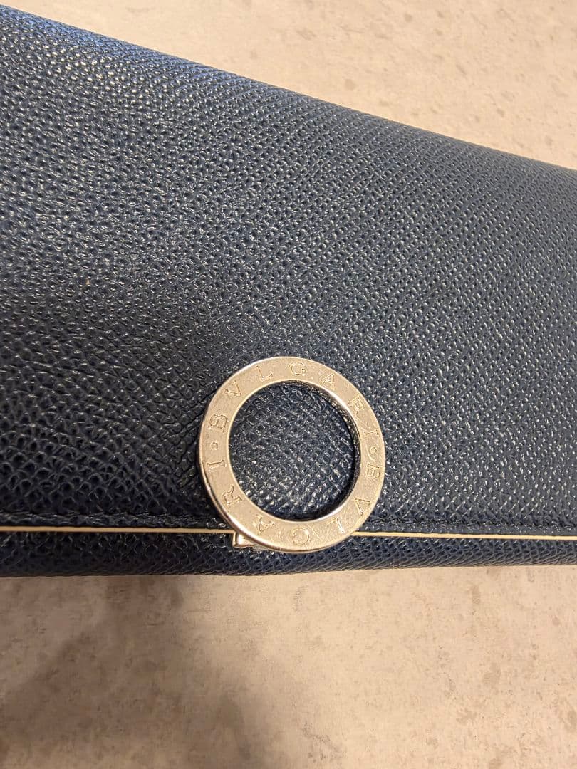 ネイビー 長財布 BVLGARI