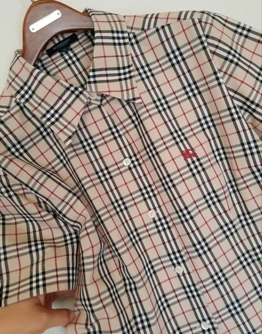 バーバリーブラウス 未使用近 美品 ホースマーク入 大サイズ半袖42XLベージュ