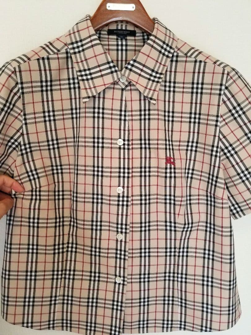 バーバリーブラウス 未使用近 美品 ホースマーク入 大サイズ半袖42XLベージュ