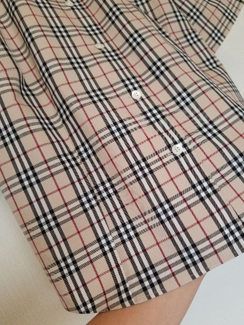 バーバリーブラウス 未使用近 美品 ホースマーク入 大サイズ半袖42XLベージュ