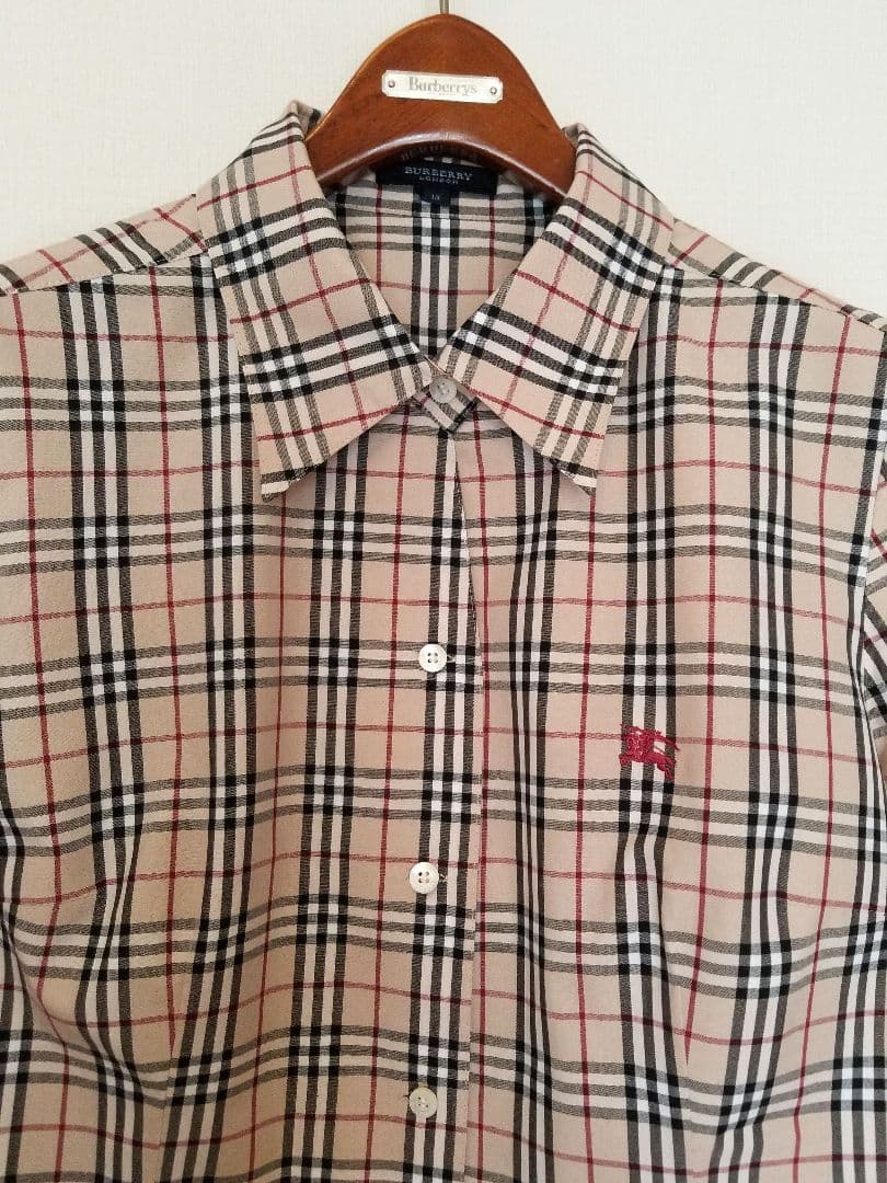 バーバリーブラウス 未使用近 美品 ホースマーク入 大サイズ半袖42XLベージュ