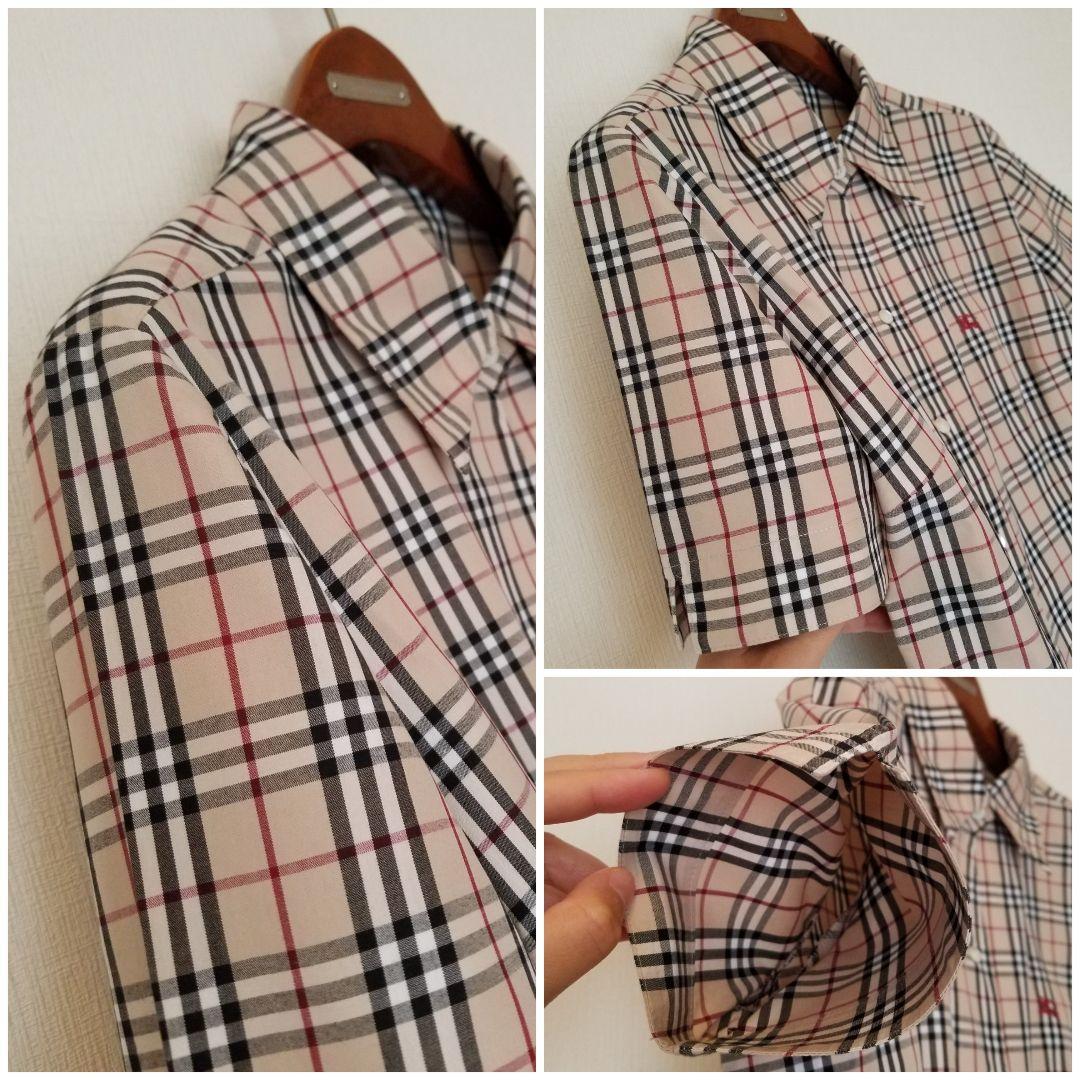 バーバリーブラウス 未使用近 美品 ホースマーク入 大サイズ半袖42XLベージュ