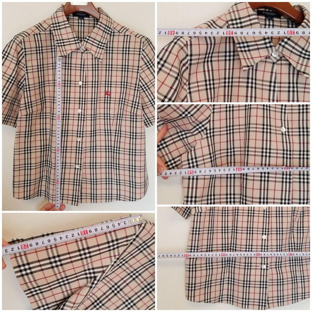 バーバリーブラウス 未使用近 美品 ホースマーク入 大サイズ半袖42XLベージュ