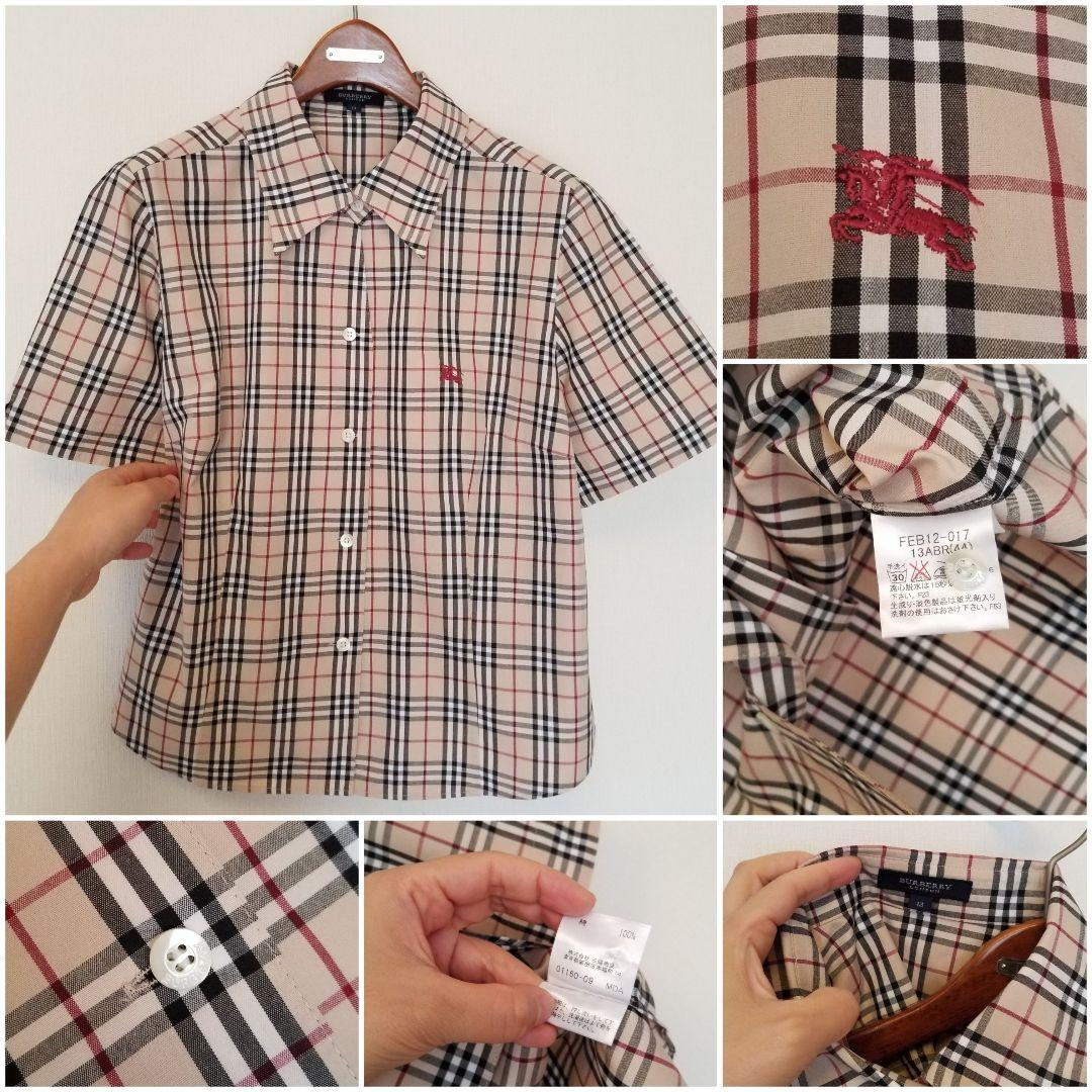 バーバリーブラウス 未使用近 美品 ホースマーク入 大サイズ半袖42XLベージュ