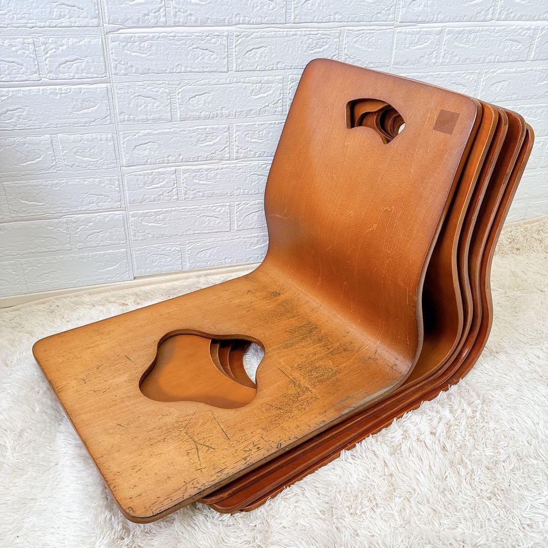 レトロ 古民家 木製 座椅子 5セット まとめ アンティーク ヴィンテージ 1