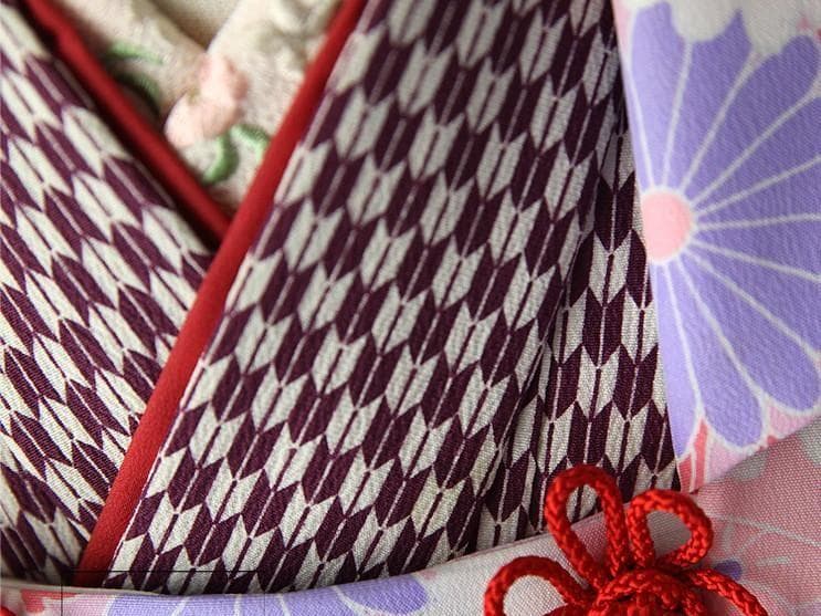 3歳 女の子 着物　ピンク　七五三　矢絣