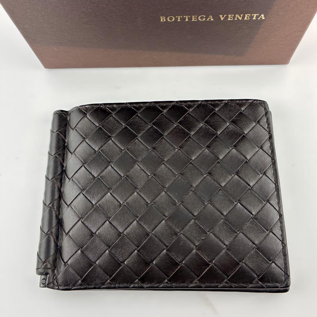 【美品】BOTTEGA VENETA イントレチャート マネークリップ　二つ折
