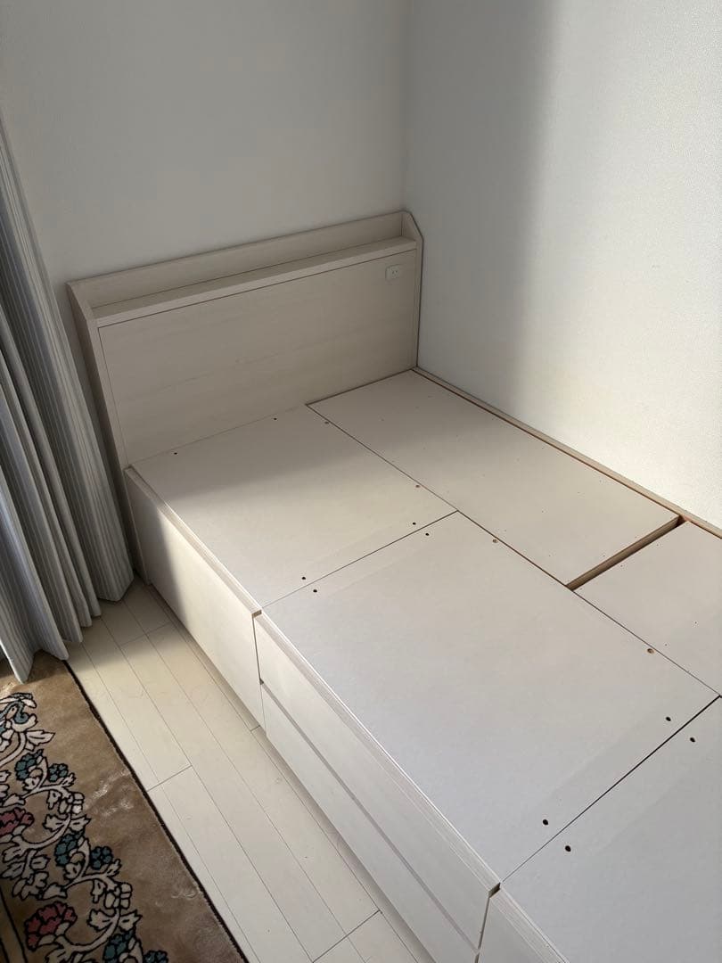 ニトリ ホワイト シングル ベッドフレーム 収納