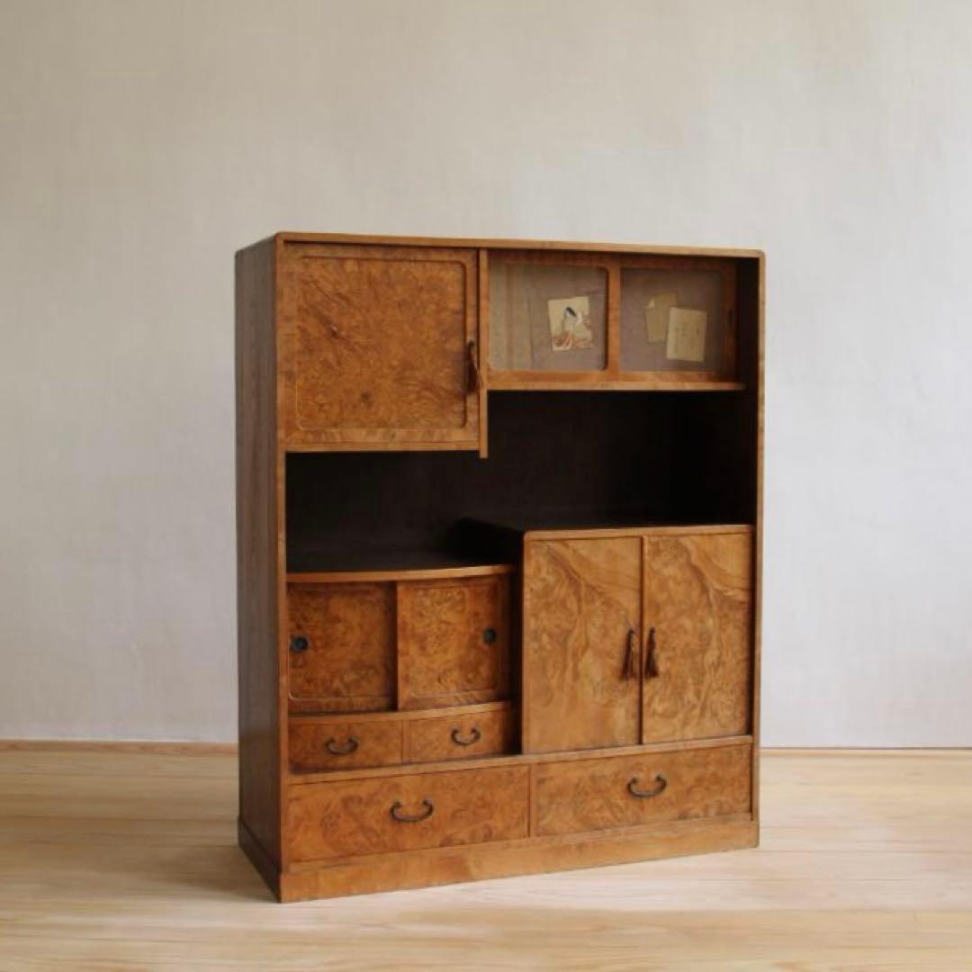 収納棚　食器棚　棚　水屋　木製　古道具　古家具　ビンテージ　アンティーク