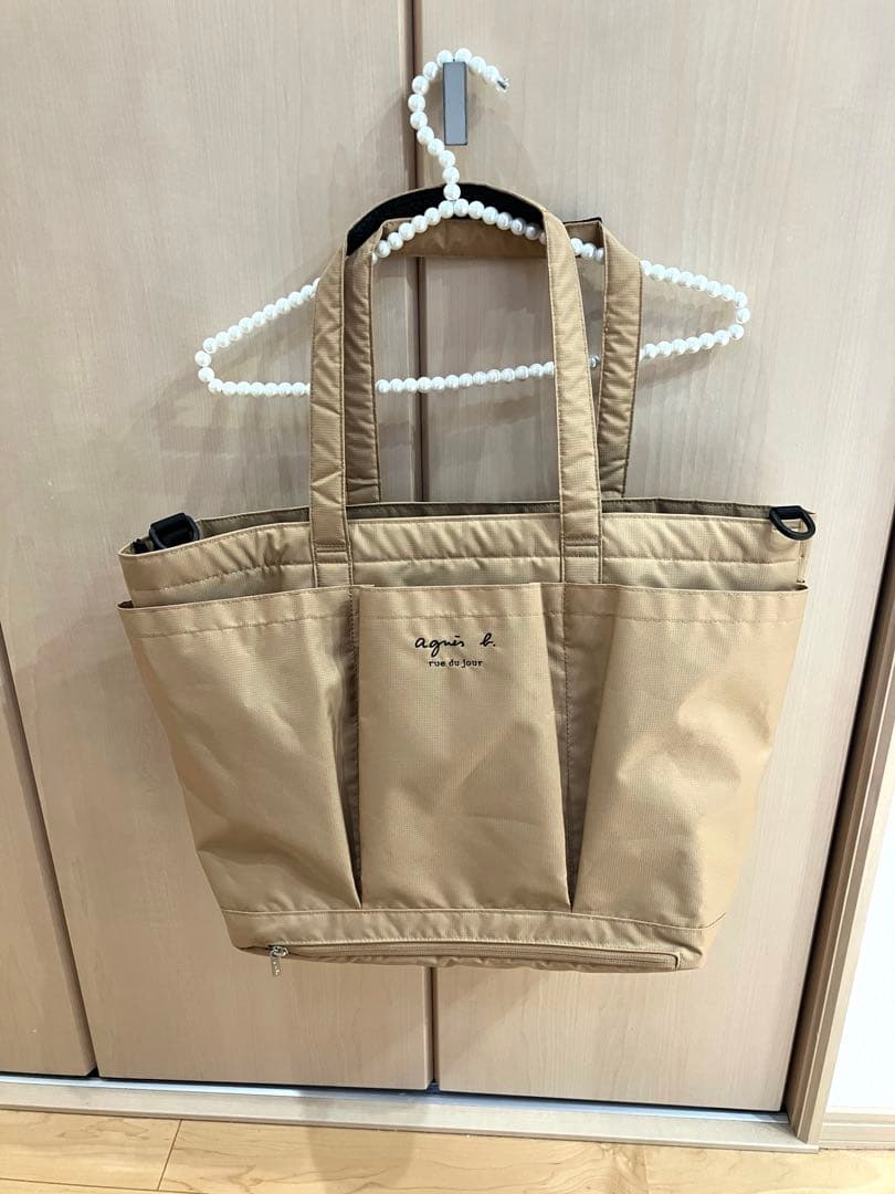 【極美品】agnès b. ✖️ アダムエロペ 別注マザーズバッグ ベージュ