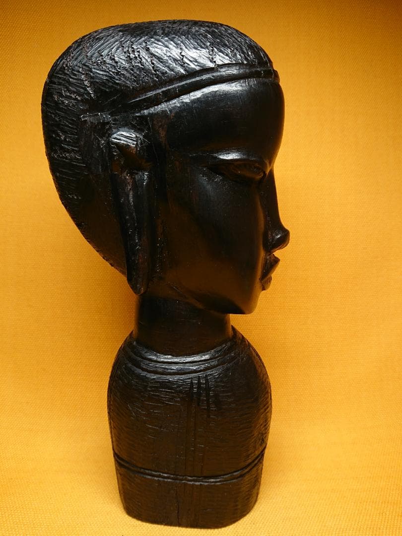 ビンテージ　人形　黒檀　木彫　彫像　置物　インテリア　工芸品　美術品　A1245