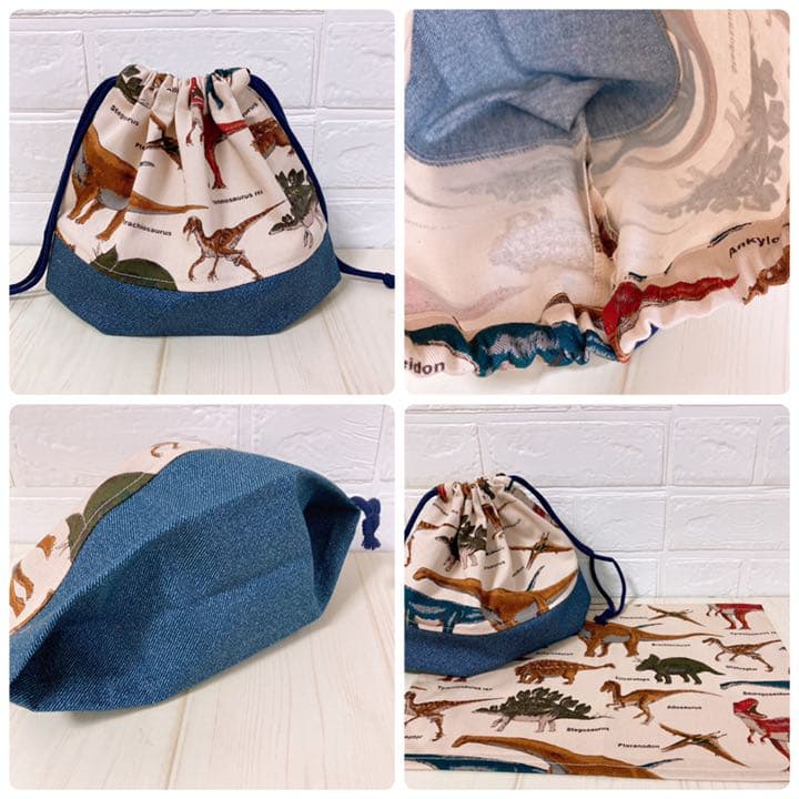 入園入学グッズ　6点セット　恐竜×デニム風