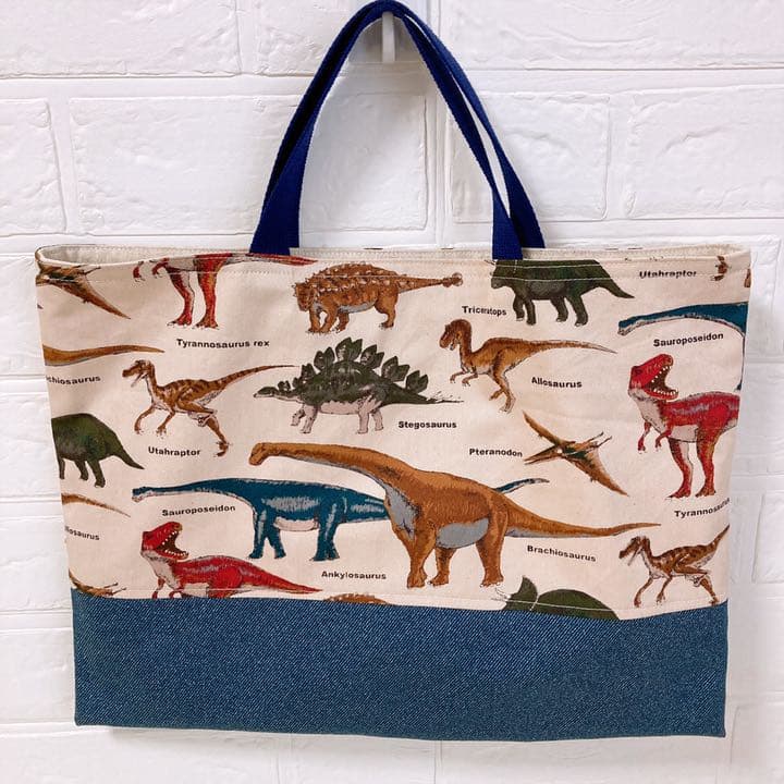 入園入学グッズ　6点セット　恐竜×デニム風