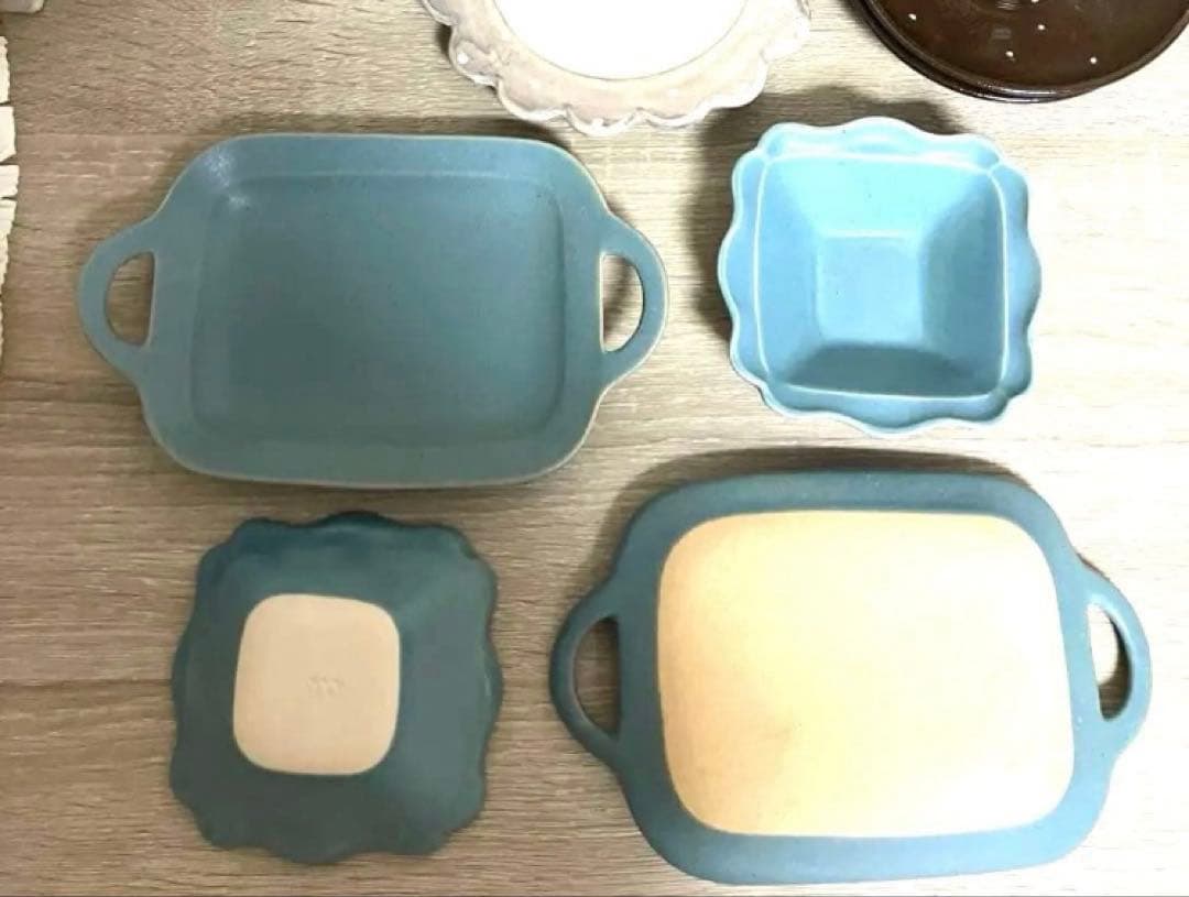 よしざわ窯　手付きブルーグレー　西洋正方鉢