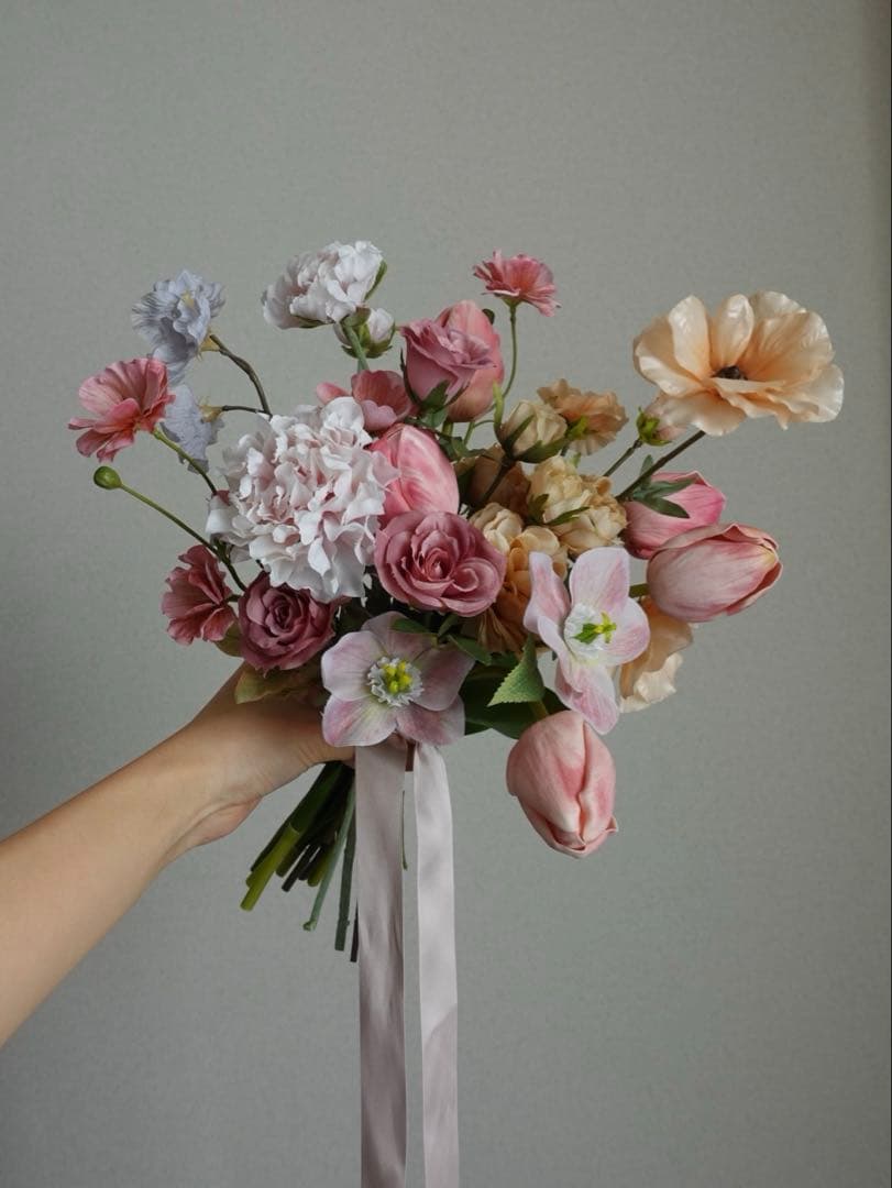【一点もの】ペタル・モーヴウェディングブーケ　結婚式　前撮り　ニュアンスカラー