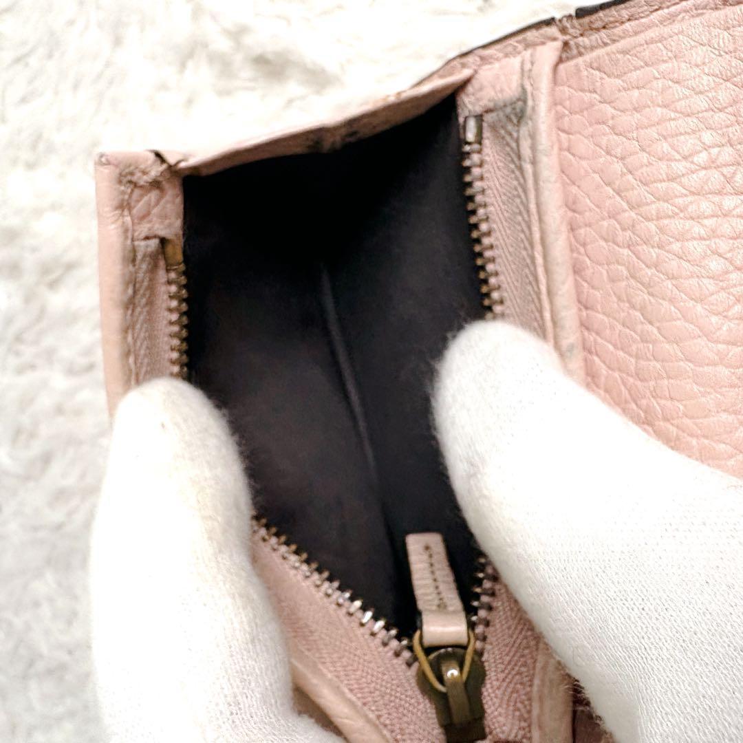 GUCCI アニマリエ　ビー　二つ折り財布　蜂　レザー　ピンク系　460185