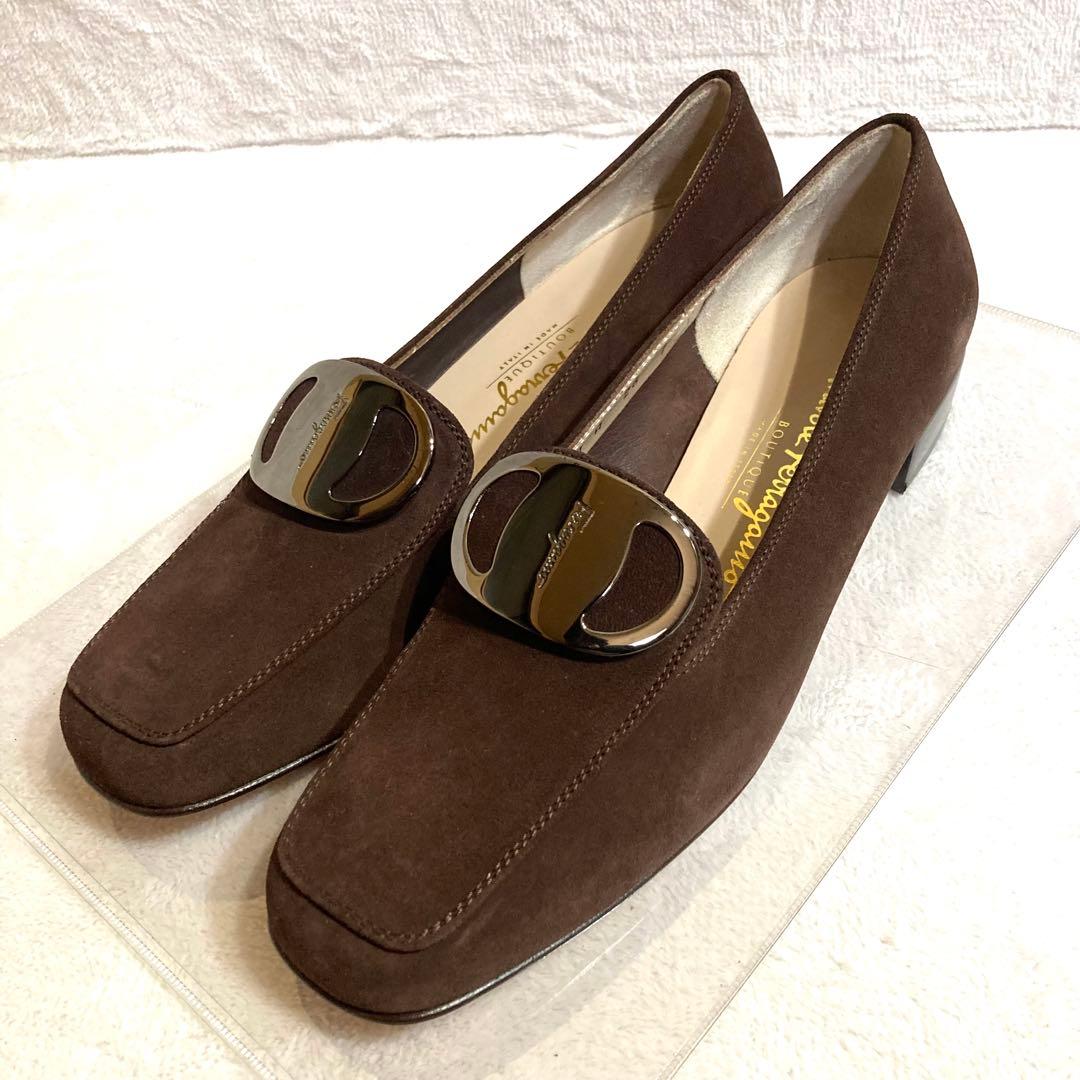 ✨極美品✨　フェラガモ ブラウン　スエード　パンプス　24