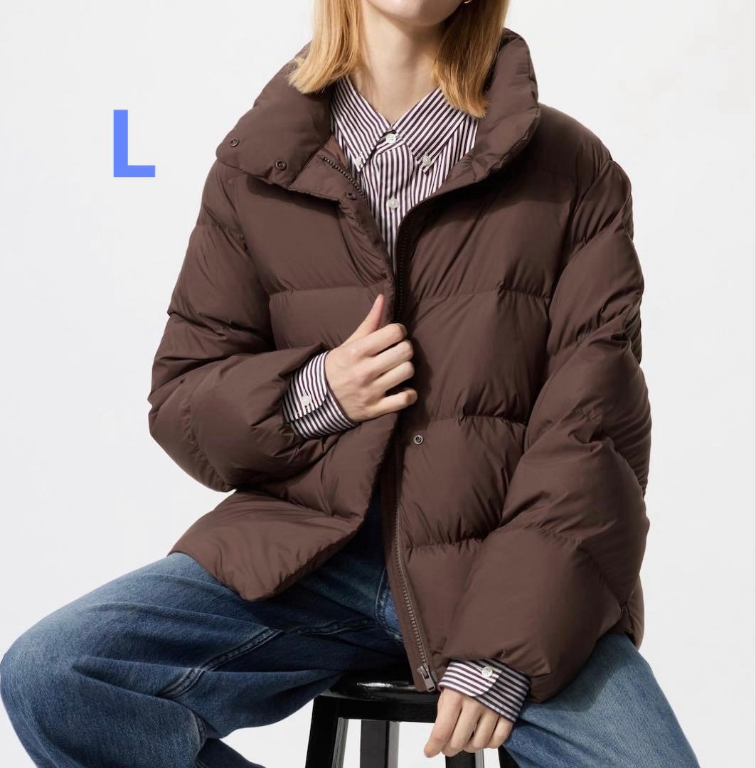 新品＊UNIQLO ユニクロ パウダーソフトダウンジャケット ブラウン L＊