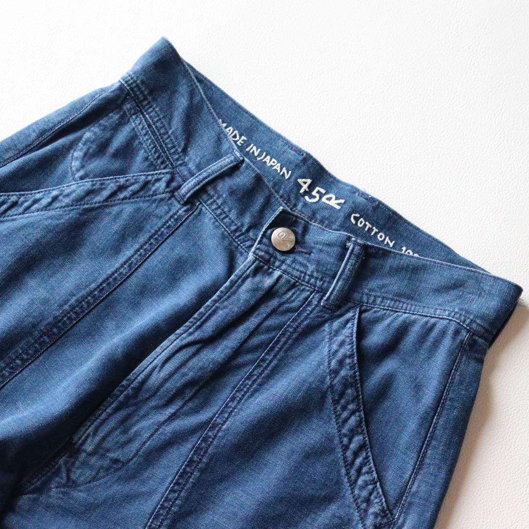 5068【美品】45R ゴマデニムの908ペインター（加工）藍色 ハイウェスト