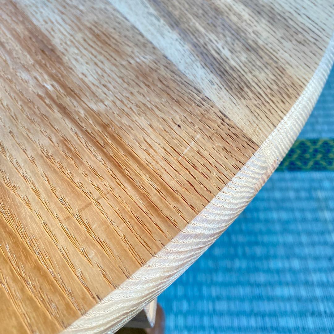 昭和レトロ ちゃぶ台 無塗装 無垢材 建具屋製 刻印あり 折りたたみ 丸テーブル