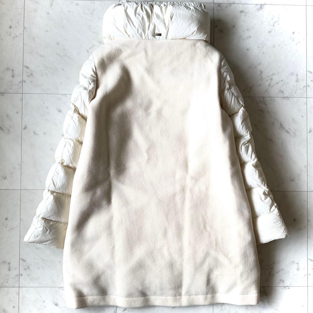 美品 ヘルノ HERNO 背中ウール切替 ダウンコート 44 オフホワイト