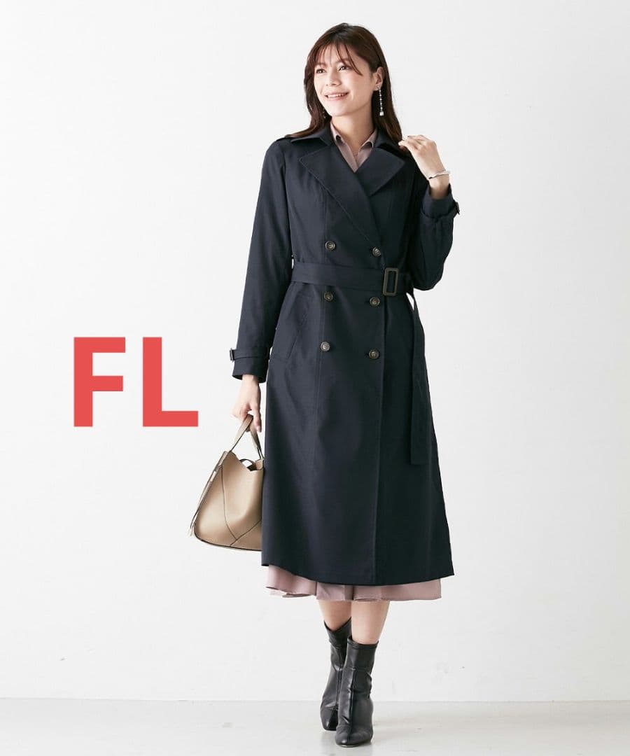 ニッセングラマー　【大きい胸専用】ロング丈トレンチコート　FL ネイビー
