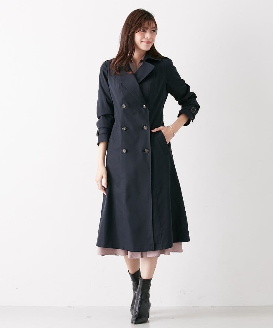 ニッセングラマー　【大きい胸専用】ロング丈トレンチコート　FL ネイビー
