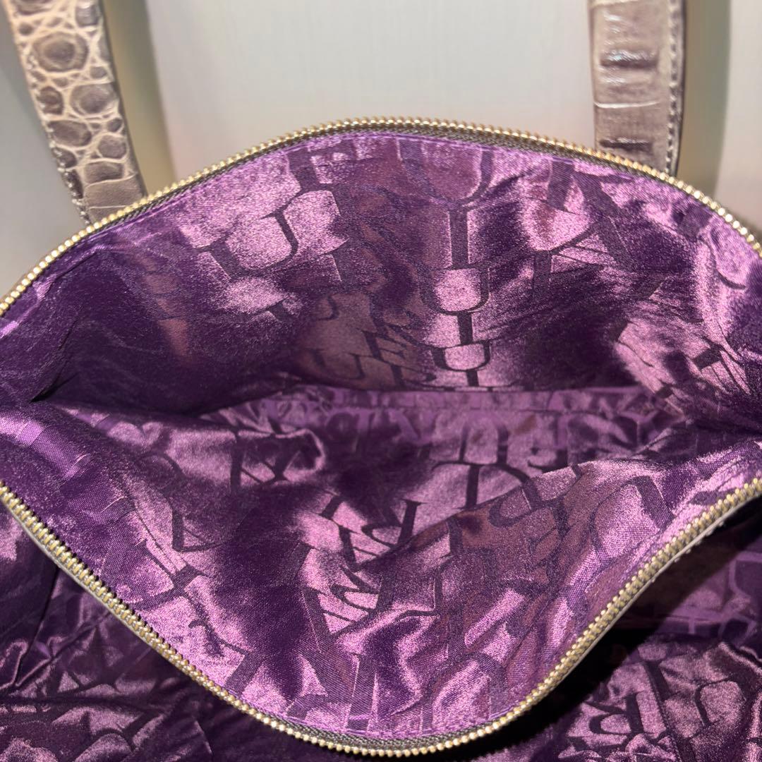 フルラ トートバッグ クロコ型押し 南京錠 グレー　美品