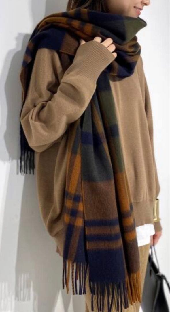 ★土日限定セール★Joshua Ellis カシミヤブラックウォッチ ストール