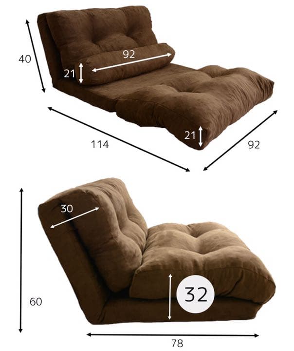 【新品】ロングローソファベッド  2人掛け クッション付き