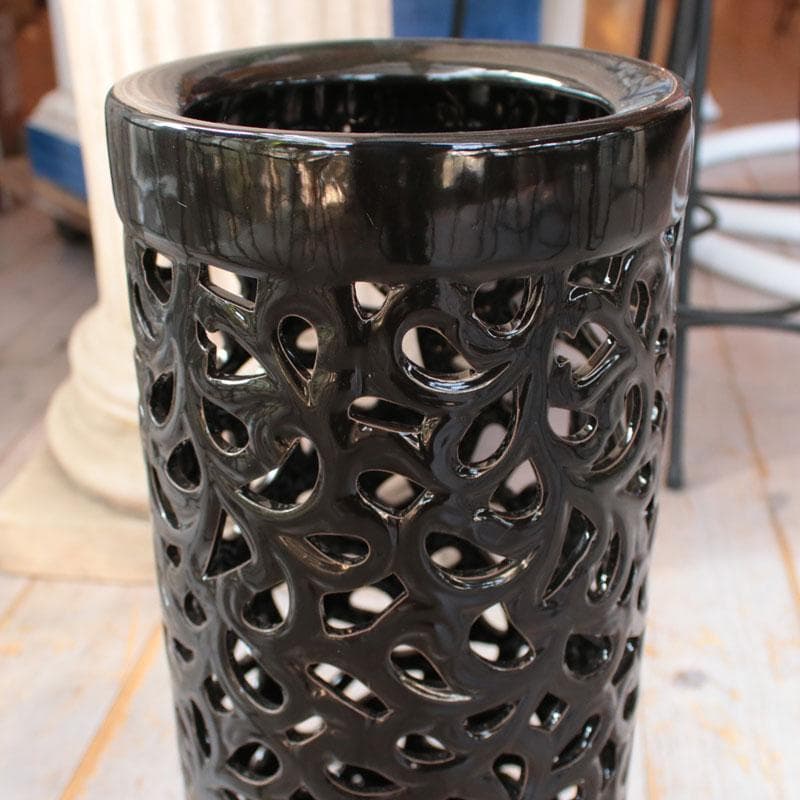 傘立て アンブレラスタンド 陶器製 透かし彫り メッシュ 113-296