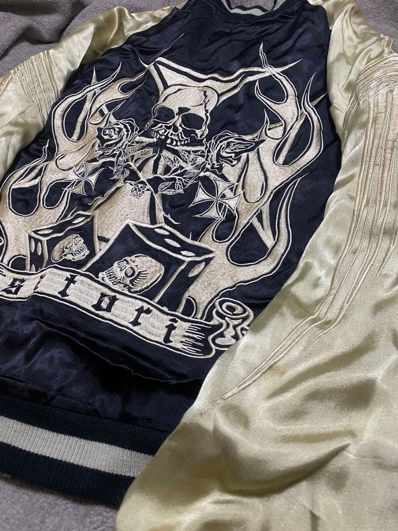 2面用 SATORI 日本限定　スカジャン スカル レオパード 100%silk