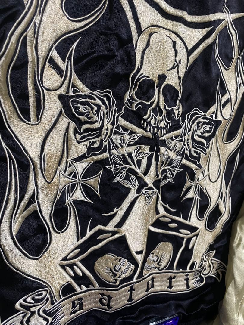 2面用 SATORI 日本限定　スカジャン スカル レオパード 100%silk