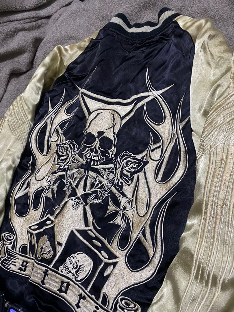 2面用 SATORI 日本限定　スカジャン スカル レオパード 100%silk