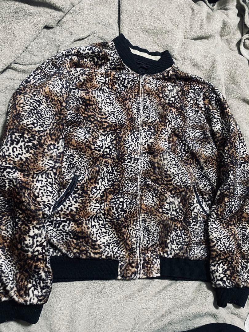 2面用 SATORI 日本限定　スカジャン スカル レオパード 100%silk