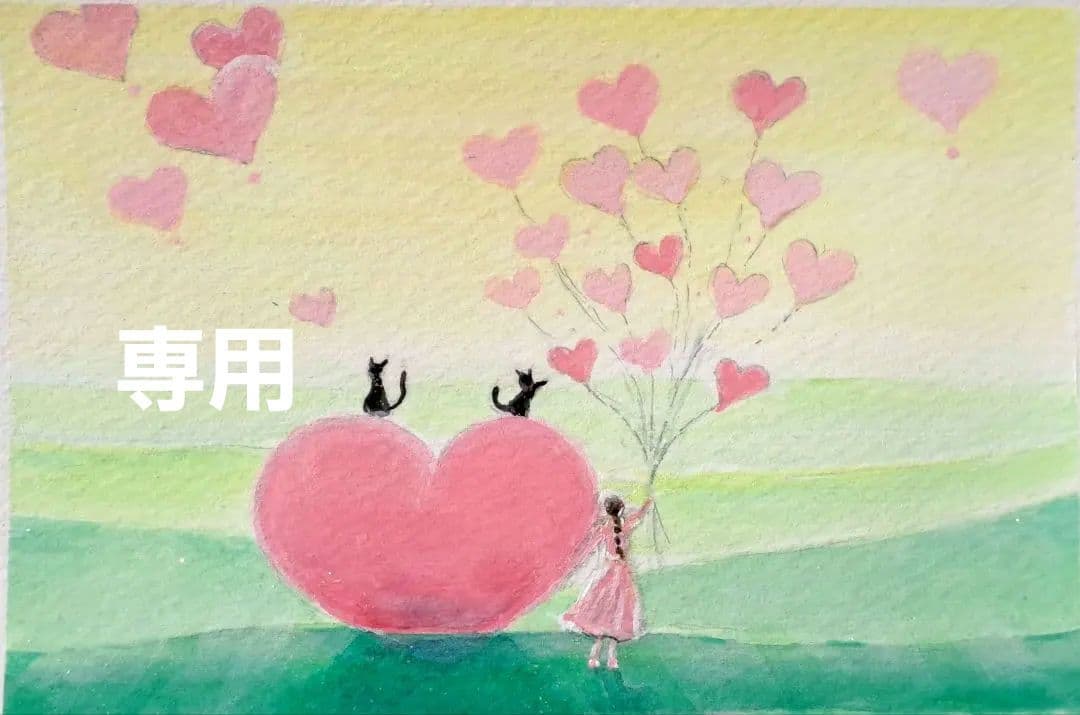 【おまとめ購入でSOLD OUT】ハートを飛ばす♡アクリル画　ハガキサイズ#66