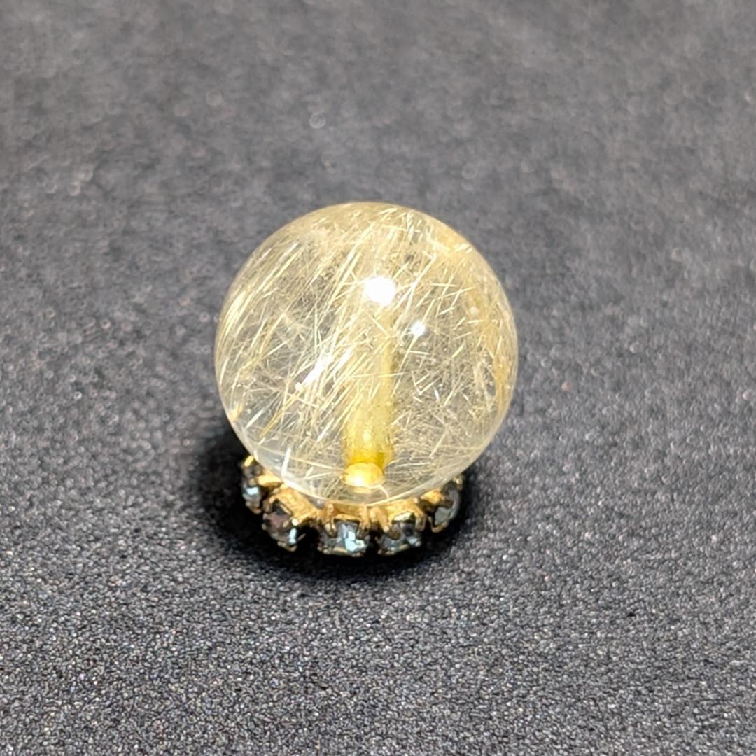 一点物【優しい金糸が美しい】 ゴールドルチル 粒売り 10ミリ 水晶のお守り