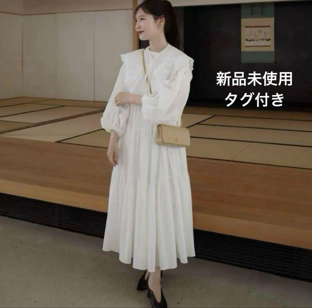 【新品タグ付き】lace collar shirt dress