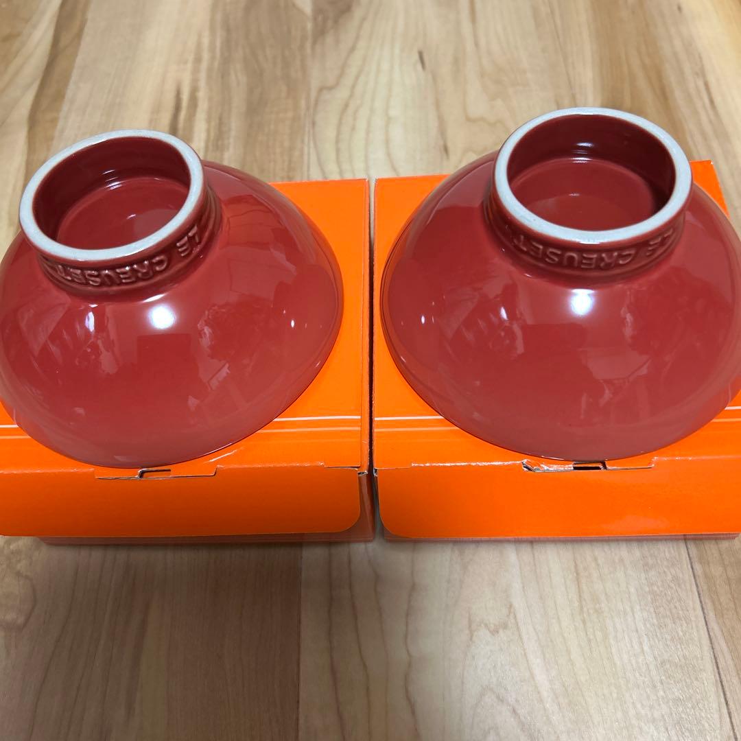 新品未使用・ルクルーゼ・お茶碗・コンソメレッド