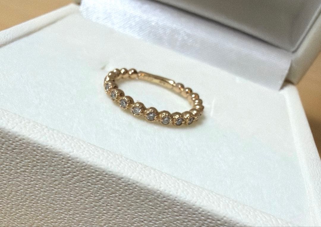 K18 PG１号0.10ct☆ダイヤモンド ハーフエタニティ ピンキーリング