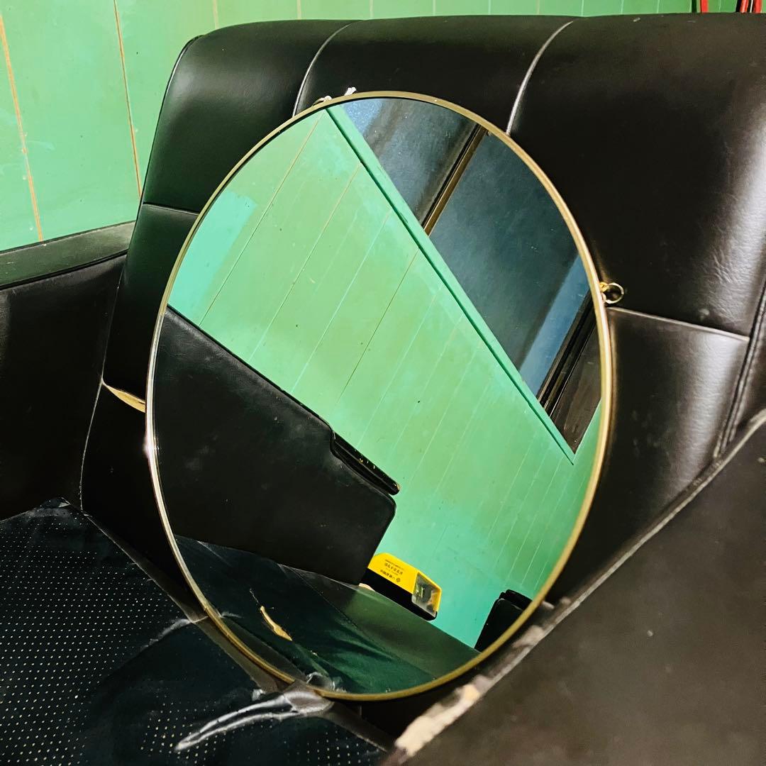 新品　タグ付き　Bloomingville 円形 壁掛け鏡 ゴールド金属フレーム