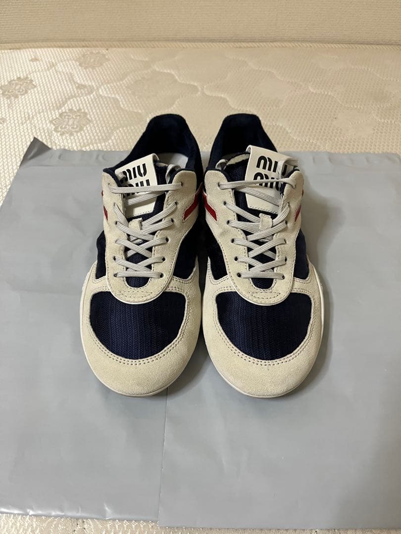 miumiu ジムナジウム テクニカルファブリックxスエード スニーカー