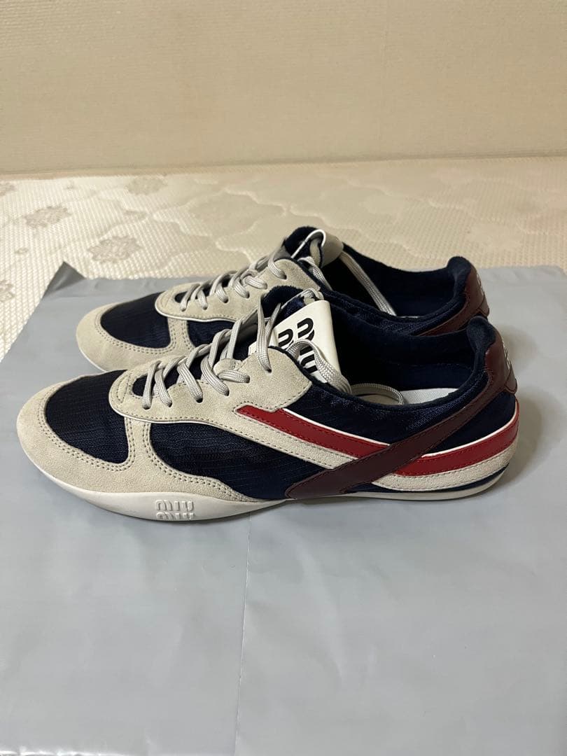 miumiu ジムナジウム テクニカルファブリックxスエード スニーカー