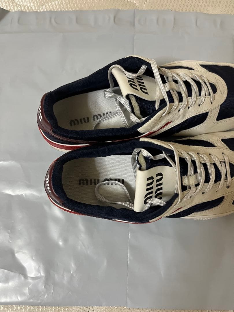 miumiu ジムナジウム テクニカルファブリックxスエード スニーカー