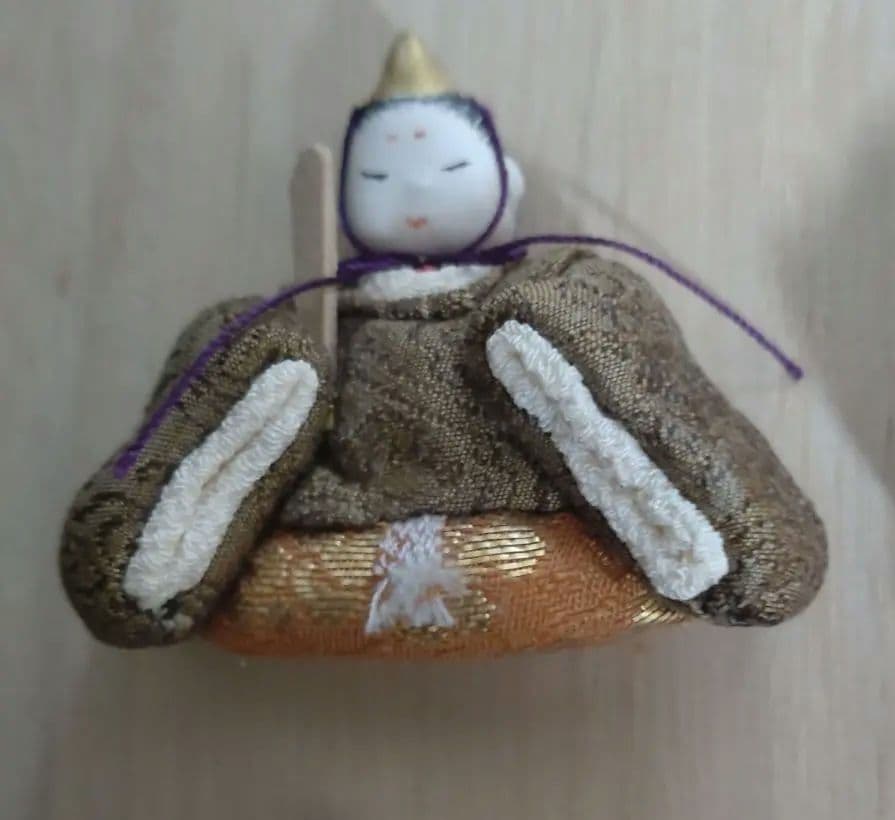 桐塑雛人形 菱形かけひな　衣裳　古布　手描き桜　桐箱付き